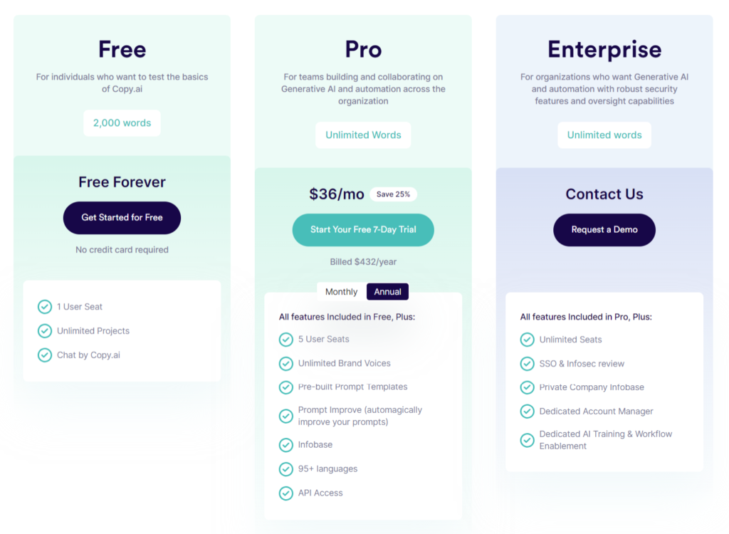 copy ai pricing