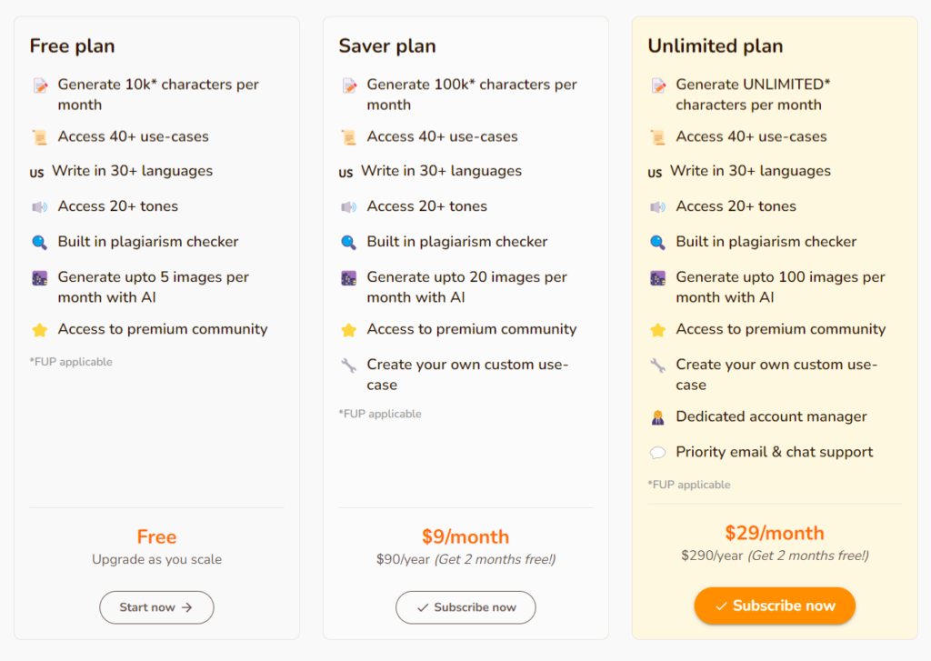 rytr ai pricing